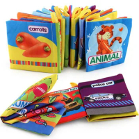 0-12 Months Baby Cloth Book Fruits Animals Cognize Puzzle Book Infant Kids Early Learning Educational Fabric Books Toys игрушк