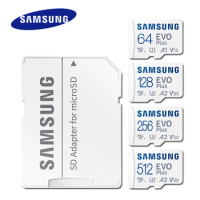 Samsung MicroSD Memory Card EVO Plus 512GB 256GB 128GB U3 A2 V30 64GB U1 A1 C10 SDXC Micro SD Card UHS-I TF Trans Flash Microsd