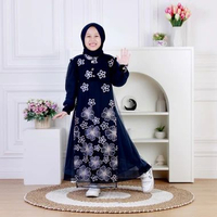 Dungdungkids Gamis Anak Azrina Tile Bordir Bunga Mix Tile Model Outer Free Jilbab 3 - 14 Tahun M Nav