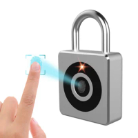 Sliver Security Keyless USB Rechargeable Door Lock Fingerprint Smart Padlock Quick Unlock Zinc alloy Metal Keyless lock P6