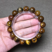 Natural Yellow Pietersite Round Beads Bracelet 12mm Chatoyant Cat Eye Namibia Certificate AAAAA
