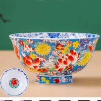 陶瓷高腳碗飯碗（萬花爭艷4.5英寸高腳碗（景泰藍）） 