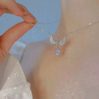 Herauve Kalung Rin Rantai Liontin / Kalung Rantai Cristal Hias / Kalung Rantai Batu Liontin