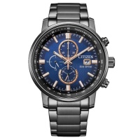 【CITIZEN 星辰】Chronograph 亞洲限定光動能計時腕錶 禮物 手錶(CA0845-83L)
