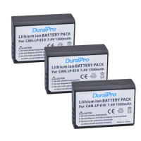 DuraPro 3pcs LP-E10 LPE10 camera battery for Canon EOS 1100D 1200D 1300D 2000D 4000D Rebel T3 T5 T6 T7 KISS X50 X70 Bateria L10