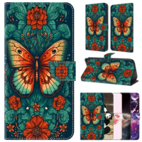 Butterfly Magnetic Flip Cover for Samsung Galaxy S24 Plus A10 A52 A42 A32 PU Leather Wallet Case for Galaxy Note 10 Lite A51 A71