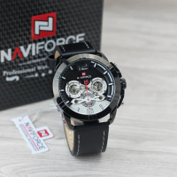 Jam tangan pria NAVIFORCE 9162 tali kulit chrono aktif analog original Quartz