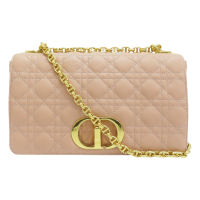 【二手名牌BRAND OFF】Dior 迪奧 粉色 籐格紋 牛皮 肩背包