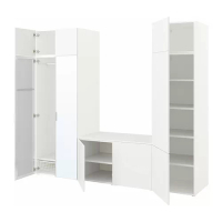 PLATSA 衣櫃組合/9門, 白色 straumen鏡面玻璃/fonnes白色, 260x42x221 公分