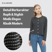 Zalmore LongSleeve Button Top / Cardigan Premium LUMA Tweed - Outer / Luaran Wanita Lembut Anti Kusu
