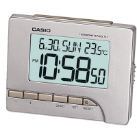 CASIO  測溫型數字電子鬧鐘(銀)