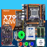 HUANANZHI X79 Deluxe Motherboard with M.2 WIFI Port Xeon CPU E5 2680 V2 6 Tubes CPU Cooler 16G RAM 2*8G RECC 1TB HDD GTX750Ti 2G