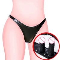 Wearable Realistic Dildo Panty Leather Harness Chastity Masturbation Strap on Dildo Panties Anal Plug Sex Toys For Women Lesbian