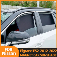 For Nissan Elgrand E52 2012-2022 Magnetic Car Window Curtains Solar Sunshield Shadow Mesh Glass Shading Sun Protection