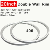 20Inch Folding Bike Rim 406 CNC Double Aluminum Alloy Bicycle Ring 20/24/28/32/36 Hole for Folding Bike Black Silver Customized