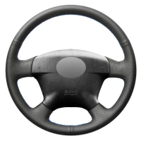 Black Artificial Leather Hand-Stitched Car Steering Wheel Cover For Honda Civic 2000 - 2005 Civic Hybrid 2003 Stream 2001