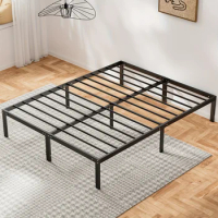 Queen Size Bed Frame-Heavy Duty Metal Platform Bedroom Frames, King Size Storage Space, No Box Spring Needed Silk sheets Hotel b