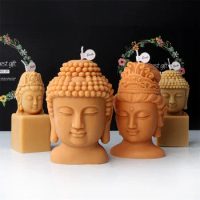 Buddha Candle Mold Guanyin Candle Silicone Mould DIY Gautama Head Base Soywax Statue Plaster Religious Buddhism Decor