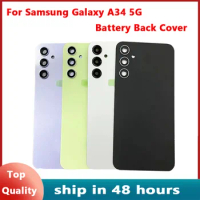 Back Battery Cover For Samsung Galaxy SM-A346B A34 a34 5G Rear Housing Case Replacement With Camera Lens +Adhesive Sticker Shell