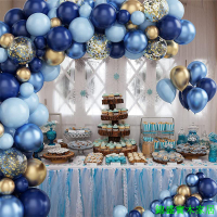 免運 開立發票 婚禮道具 擺件藍色主題夜藍金屬金氣球鏈男寶百天周歲生日派對布置氣球拱門套裝0410