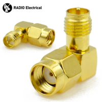 RP SMA Male to RP SMA Female Right angle 90 Degree Gold-Plated RF Adapter for WIFI Antenna / FPV/2G/3G/4G LTE Antenna/Extension
