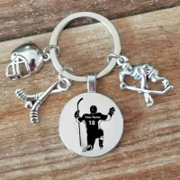 Private Customized Hockey Player Personalized Name And Number Customized Key Ring, Diy Pictures Fashionable Hockey Fan Gift Key