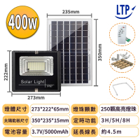 【LTP】400W LED分離式智能光控太陽能感應燈-遙控定時 太陽能分體式壁燈  LED戶外照明燈