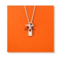 【Hermes 愛馬仕】純銀項鍊(凱莉包之鎖 Amulettes Kelly Cadenas pendant)