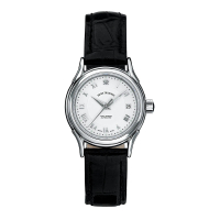 【REVUE THOMMEN 梭曼】華爾街系列 女士自動機械腕錶 銀面x皮帶/25mm(20501.2532)