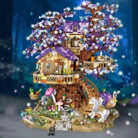 LOZ Mini Elf Tree House Lost Temple City Street View Building Blocks Cherry Blossom Model DIY Luminous Architectu For Kids Gifts