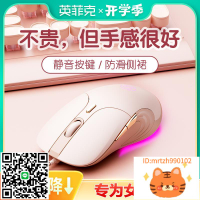 英菲克B8鼠標有線靜音辦公電競游戲女生可愛粉筆記本臺式電腦專用滑鼠-杏奈生活舘
