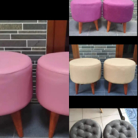 Sofa Bulat Stool Minimalis |Sofa Stool Bludru Polos-Kancing