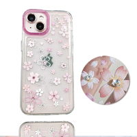 【HongXin】iPhone 14 Pro Max 6.7吋 軍規防摔 施華洛世奇彩鑽水鑽手機殼(櫻花)