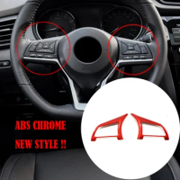 For Nissan Serena 2017 2018 Nissan MARCH accessories ABS Plastic Red Car Steering wheel Button frame Cover Trim Sticker 2pcs/set