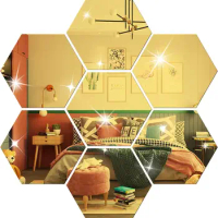 6/12pcs 3D Mirror Wall Sticker Home Decor Hexagon Decorations Acrylic DIY Removable Living Room Decal Art Ornaments For Home HOT