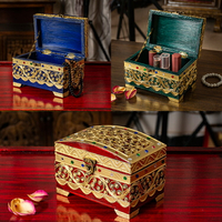 實木首飾盒帶鎖木質復古公主東南亞泰國首飾收納盒飾品盒結婚禮物
