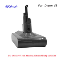 21.6V Replacement Battery for Dyson V8 6Ah Lithium Ion with Dyson V8 Vacuum Cleaner Absolute V8 Fluffy SV10 Series Without Cord