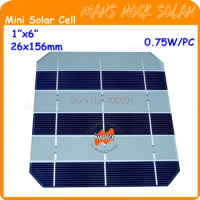 300pcs 0.75W 26x156mm 1"x6" 3BB small Monocrystalline Solar Cell for DIY solar panel highest efficiency A grade free shipping