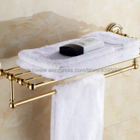 Wall Mount Luxury Gold Finish Towel Rack Holder Towel Shelf Towel Bar Rails Bathroom Accessories Bba601