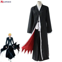 Japanese Anime Bleach Cosplay Costume Kurosaki Ichigo Black Cloak Samurai Pants