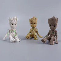 6CM Disney Anime Groot Guardians of The Galaxy Tree Man Avengers Mini Decorate Toys Action Figure Sitting Groot kids Model Toys