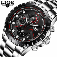 2022 LIGE Men Watch Fashion Quartz Watch Mens Top Brand Luxury All Steel Business Waterproof Sport Watch Relogio Masculino+BOX
