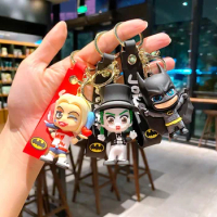 Anime DC Universe Keychain Batman Joker Harley Quinn Figure Keyring Jewelry Key Chain Pendent Toy Halloween Gift for Friends