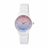 RAINBOW TIME 羅馬風情三色漸層陶瓷腕錶-銀X白-RT0013-336RA-32mm