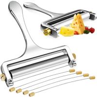 Cheese Slicer Adjustable Thickness Stainless Steel Wire Cheese Tools for Cheddar Gruyere Raclette Mozzarella Cheese Block