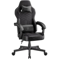 Dowinx Gaming Chair with Pocket Spring Cushion, Ergonomic Computer Chair High Back, Reclining Game Chair Pu Leather 350LBS Black