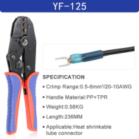 YF-125 Heat Shrinkable Connector Crimping Tool Ratchet Wire Crimping Pliers Ratchet Terminal Crimping Tool Reusable
