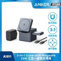 【新上市】Anker  3-in-1 MagSafe 25W 磁吸充電座 Y1811 (支援Apple 磁吸三合一)