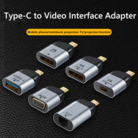 4K/8k 60Hz Video Converter Type C to USB 3.1 /HDMI-compatible/DP/VGA/Mini DP/RJ45 Adapter Plug Converter for Projector Laptop