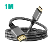 4K@60Hz Nylon Braid HDMI2.0 Mini HDMI-compatible to HDMI-compatible Extension Male to Male Plug Cable 1m For Camera Monitor HDTV